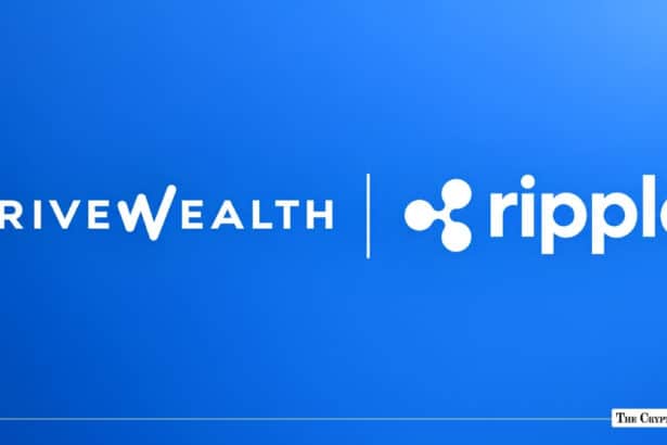 DriveWealth and Ripple logos displayed side by side on a blue background.
