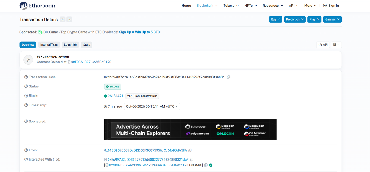 Etherscan transaction page