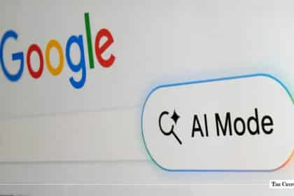 Google Search homepage showing AI Mode button prompt in the search bar interface