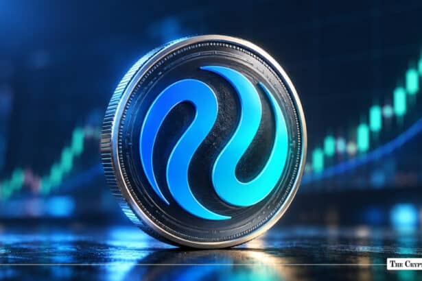 Physical Injective (INJ) token set against a green rising market chart