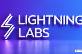 Lightning Labs corporate logo on a blue and purple gradient background