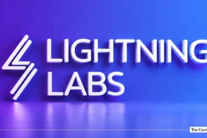 Lightning Labs corporate logo on a blue and purple gradient background