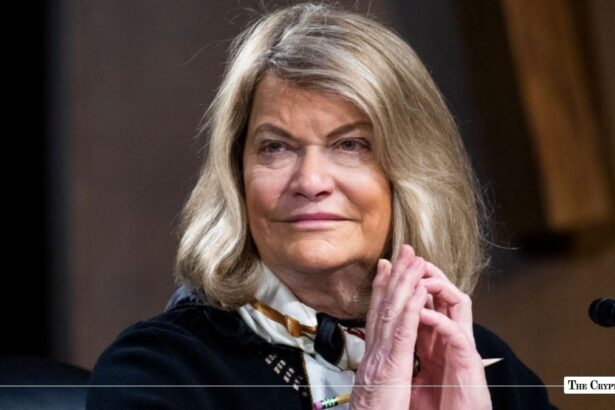 Senator Cynthia Lummis seated with hands clasped at a Senate hearing