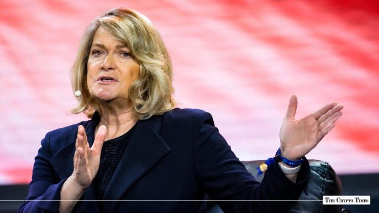 US Senator Cynthia Lummis speaking at a financial conference about cryptocurrency regulation and the Strategic Bitcoin Reserve