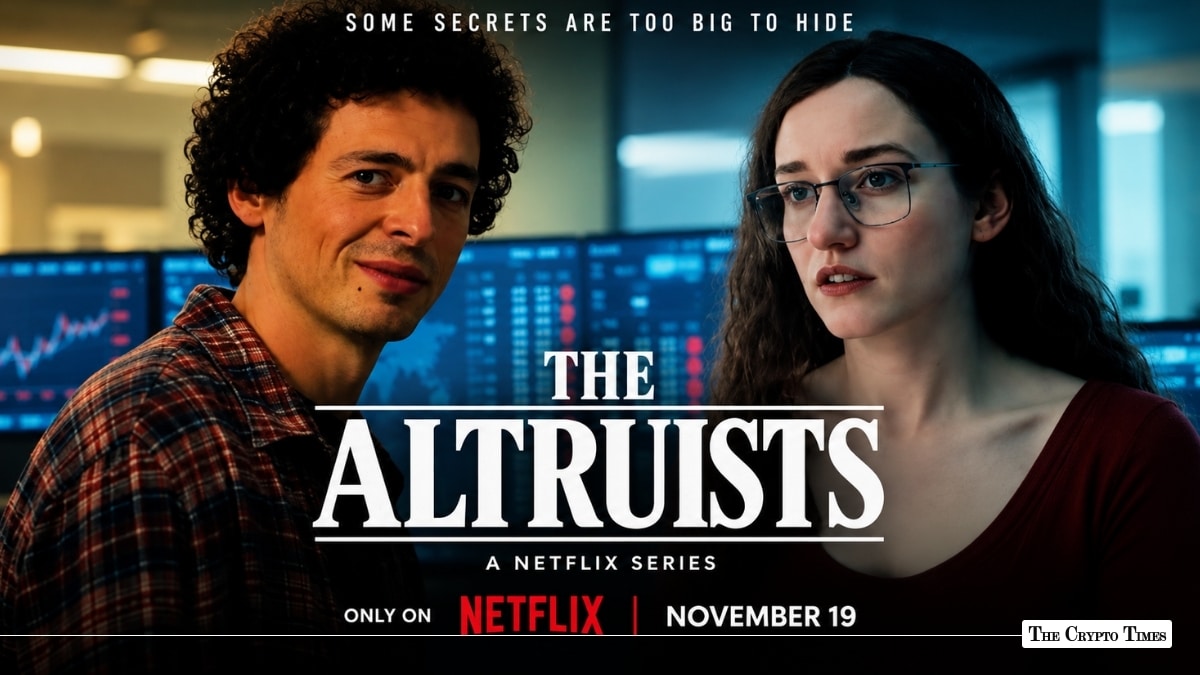 Netflix "The Altruists" series poster featuring Sam Bankman-Fried and Caroline Ellison characters
