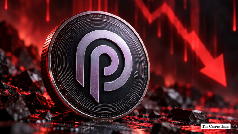 Pyth Network physical token set against a red bearish market chart background.