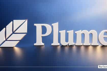 3D white Plume Network logo on blue background representing real-world asset (RWA) tokenization