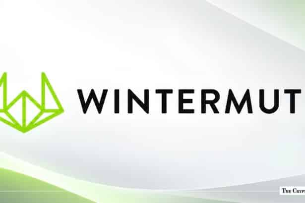 Wintermute logo and green geometric emblem on a bright grey backdrop.