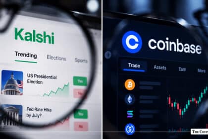 Kalshi prediction market platform alongside Coinbase exchange interfa
