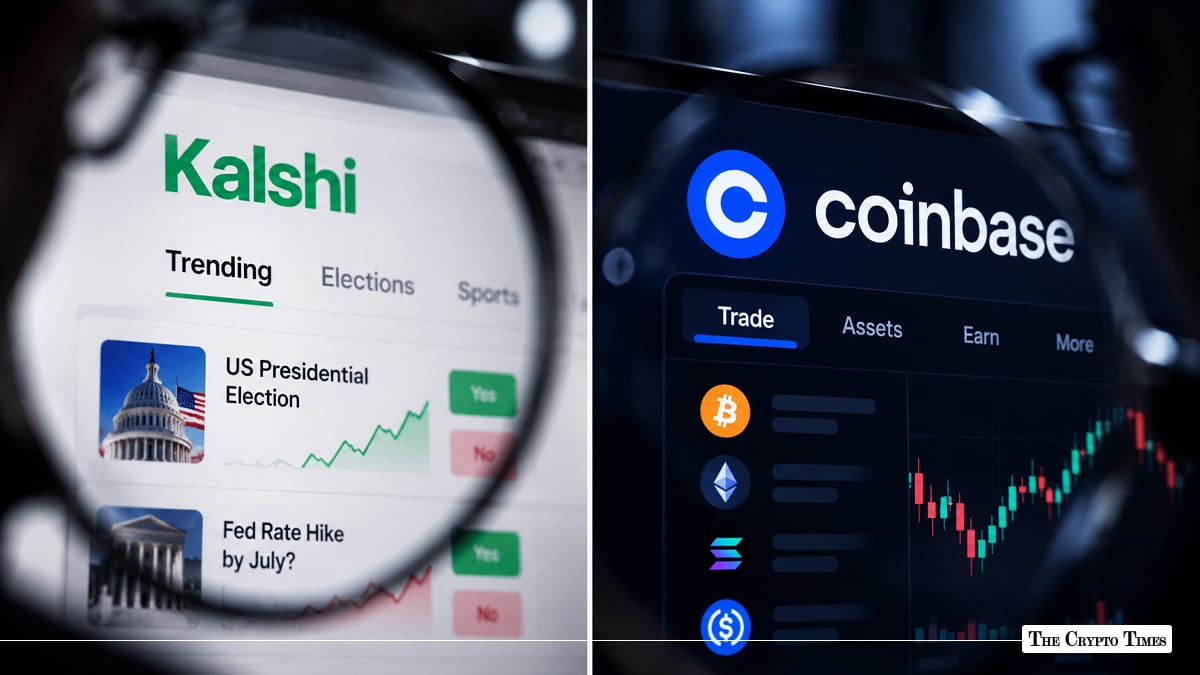 Kalshi prediction market platform alongside Coinbase exchange interfa