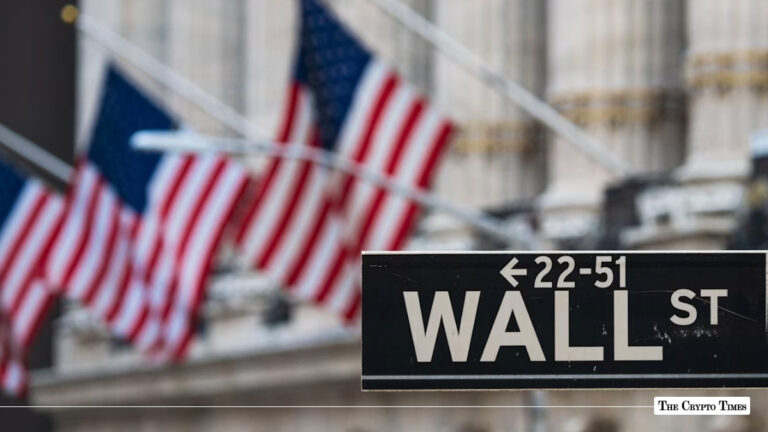 Wall Street sign with American flags in the background