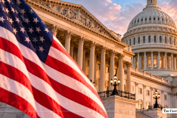 American flag in front of the U.S. Capitol Building