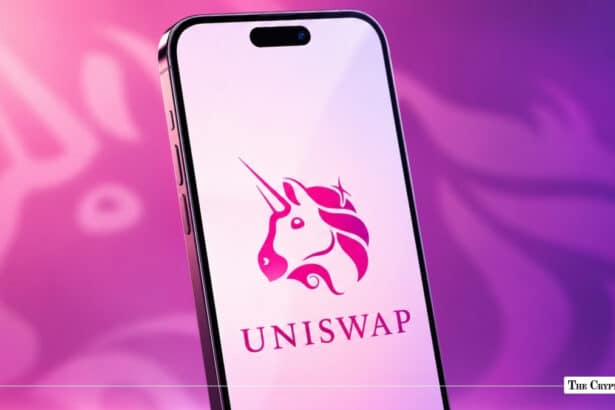 Smartphone screen showing the Uniswap app logo